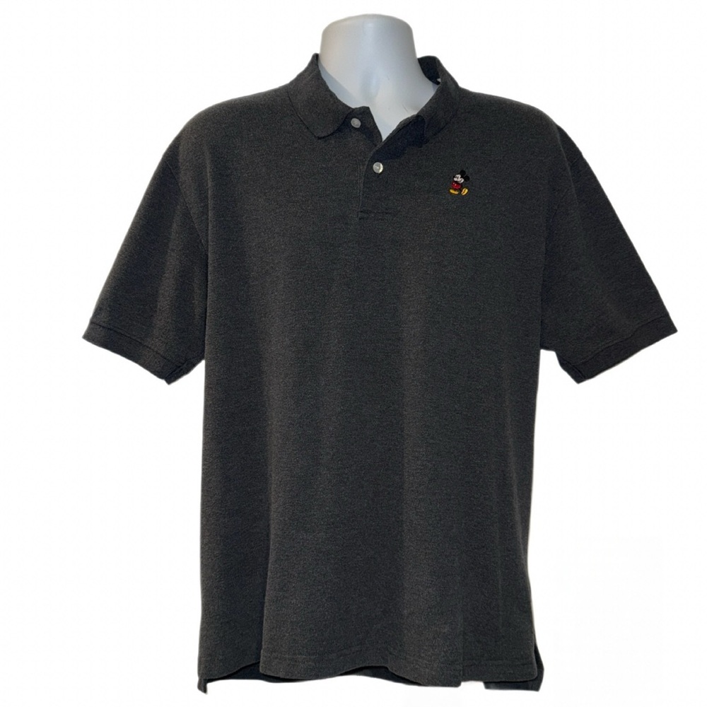 Disney Parks Mickey Mouse Embroidered Polo Shirt Men’s Large Gray Short Sleeve
